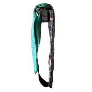 Handmade pink & aqua paisley Neck Tie headband cottagecore granola girl hippie​
